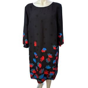 Boden Womens Dress Rachel Floral Polka Dot Textured Shift Blue Red Size 16L